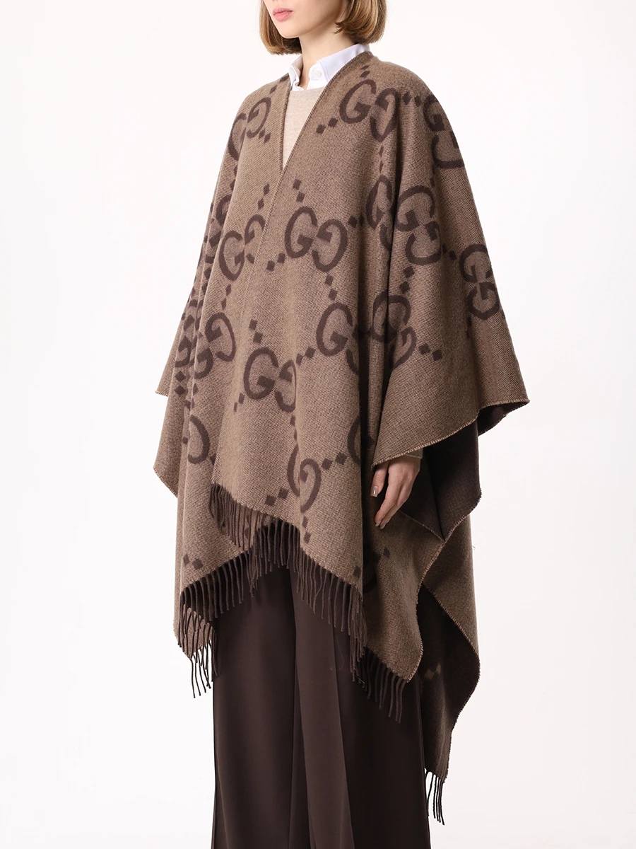 Пончо кашемировое GUCCI 7743084GABX 9764 Коричневый  Фото 4