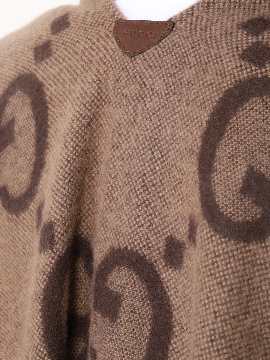 Пончо кашемировое GUCCI 7743084GABX 9764 Коричневый  Фото 5
