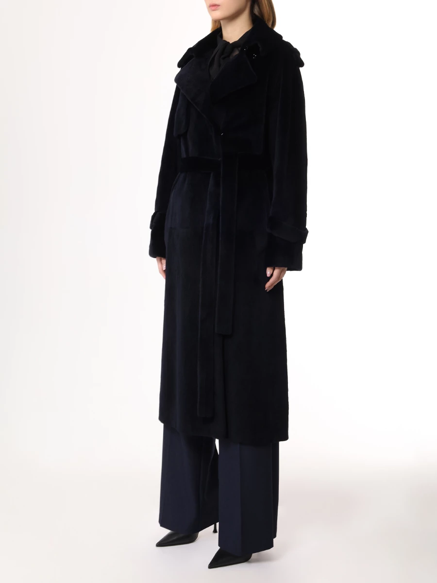 Тренчкот норковый EMIL SHABAEV Тренчкот из стриженной норки 8585/2668806/т. Синий  Фото 4