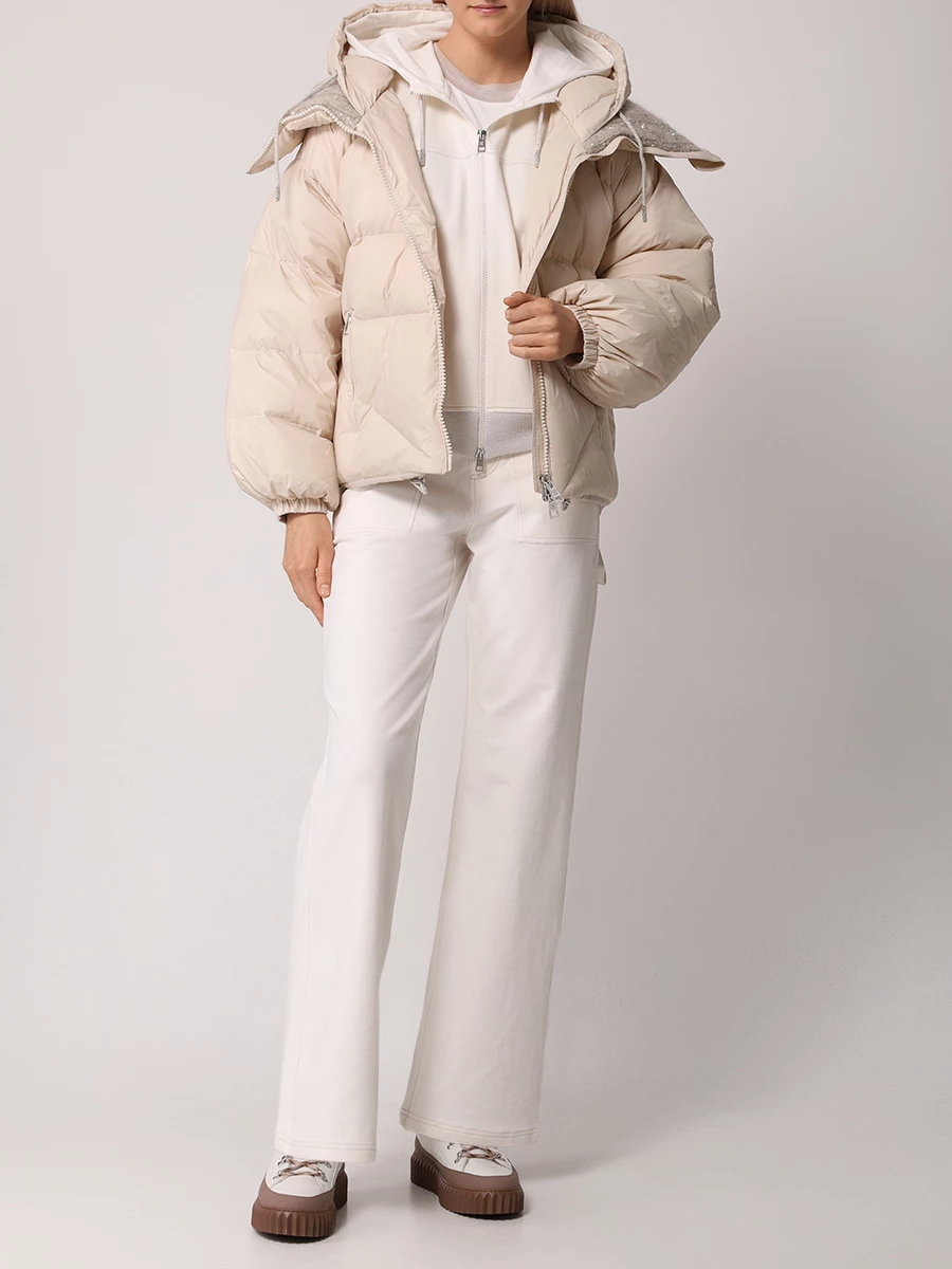 Пуховик стеганый PANICALE D351027CA 35D37A 0225 Бежевый  Фото 2