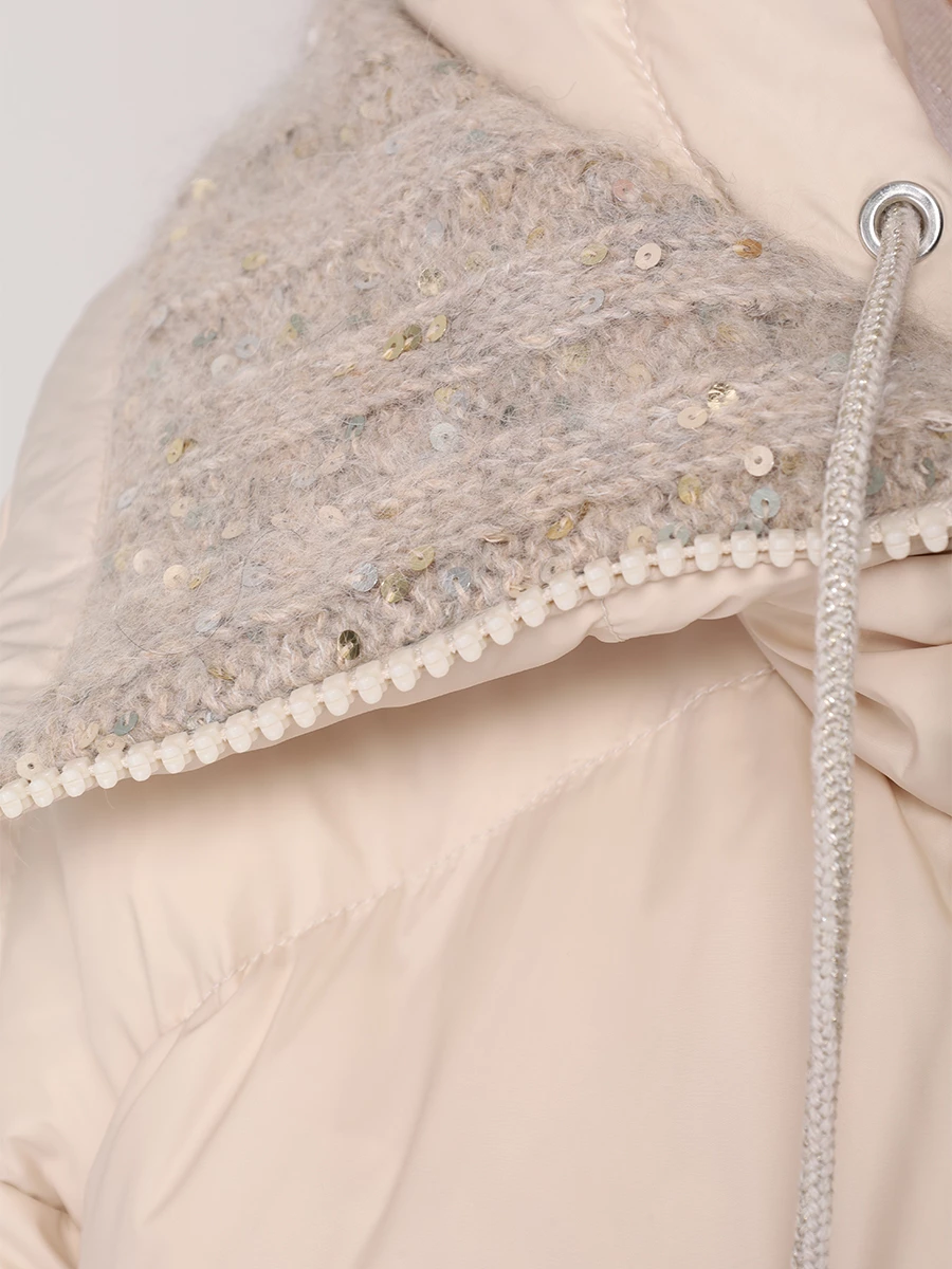 Пуховик стеганый PANICALE D351027CA 35D37A 0225 Бежевый  Фото 6