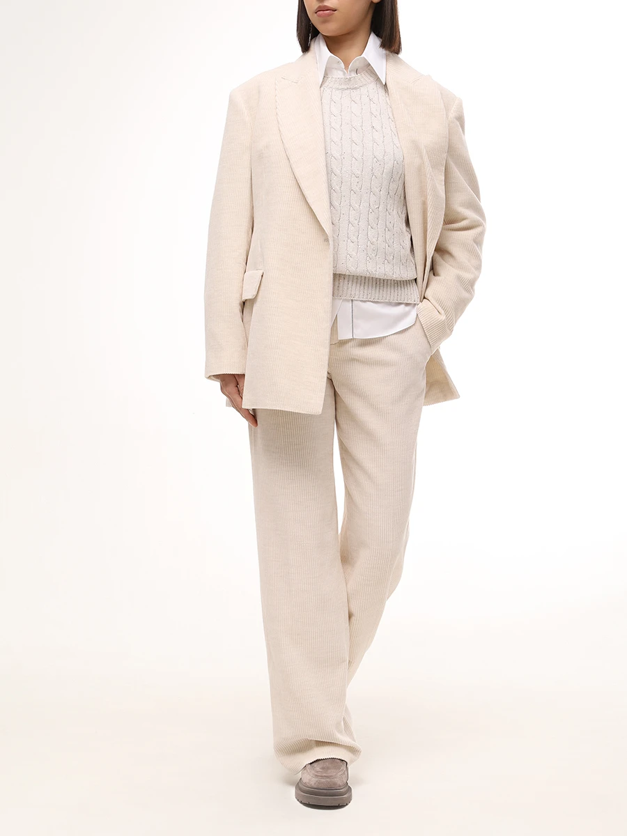 Брюки вельветовые BRUNELLO CUCINELLI MP576P8699 C058 Бежевый  Фото 2