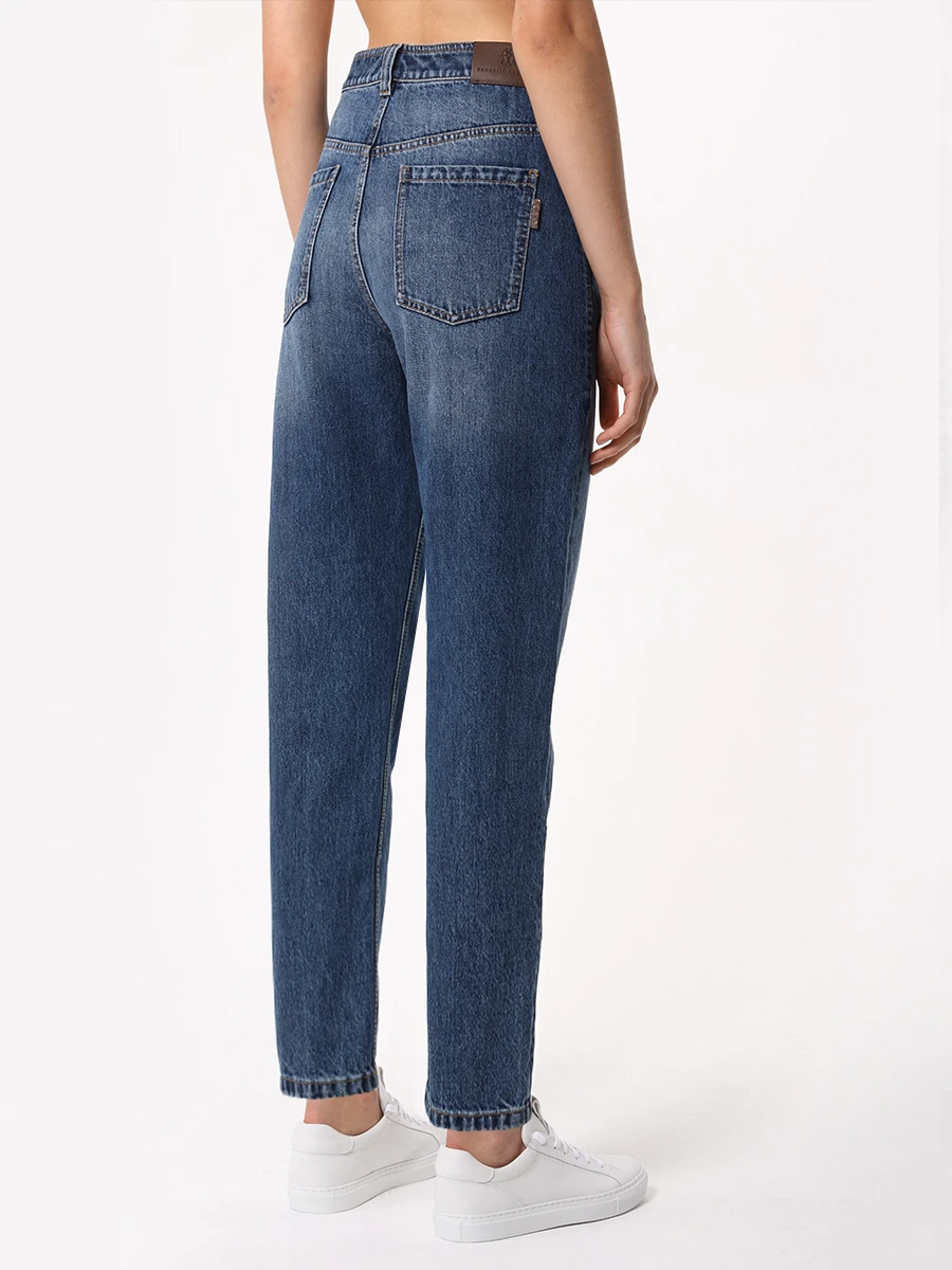 Джинсы Baggy Jean хлопковые BRUNELLO CUCINELLI MP095P5732 C8349 Синий  Фото 3