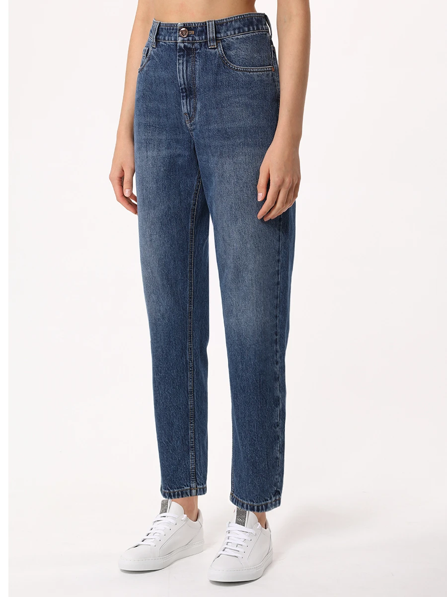 Джинсы Baggy Jean хлопковые BRUNELLO CUCINELLI MP095P5732 C8349 Синий  Фото 4