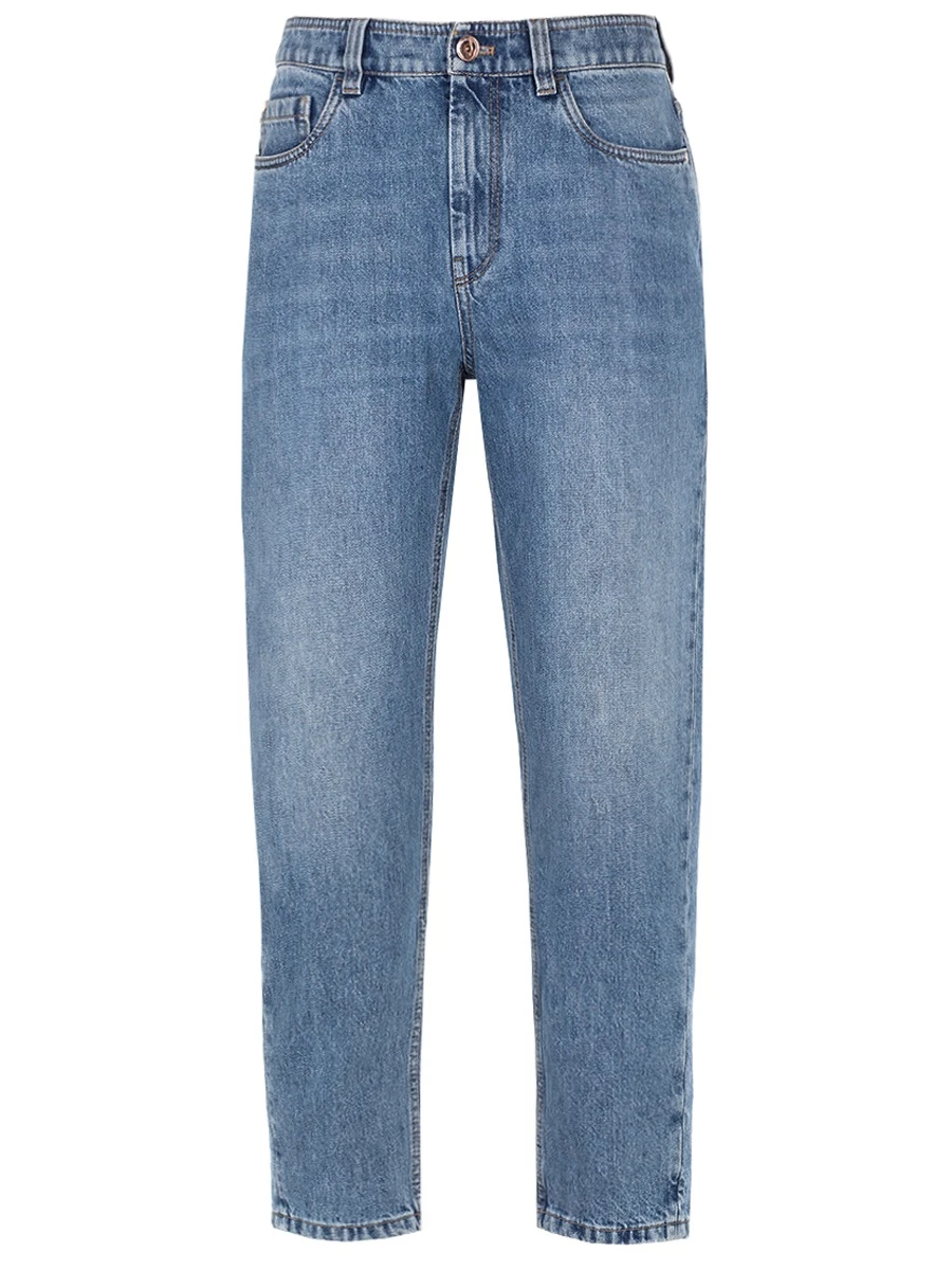 Джинсы Baggy Jean хлопковые BRUNELLO CUCINELLI MP095P5732 C8973 Голубой 