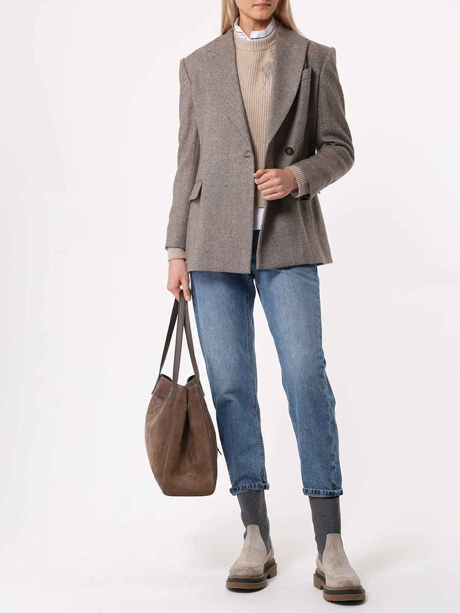 Джинсы Baggy Jean хлопковые BRUNELLO CUCINELLI MP095P5732 C8973 Голубой  Фото 2