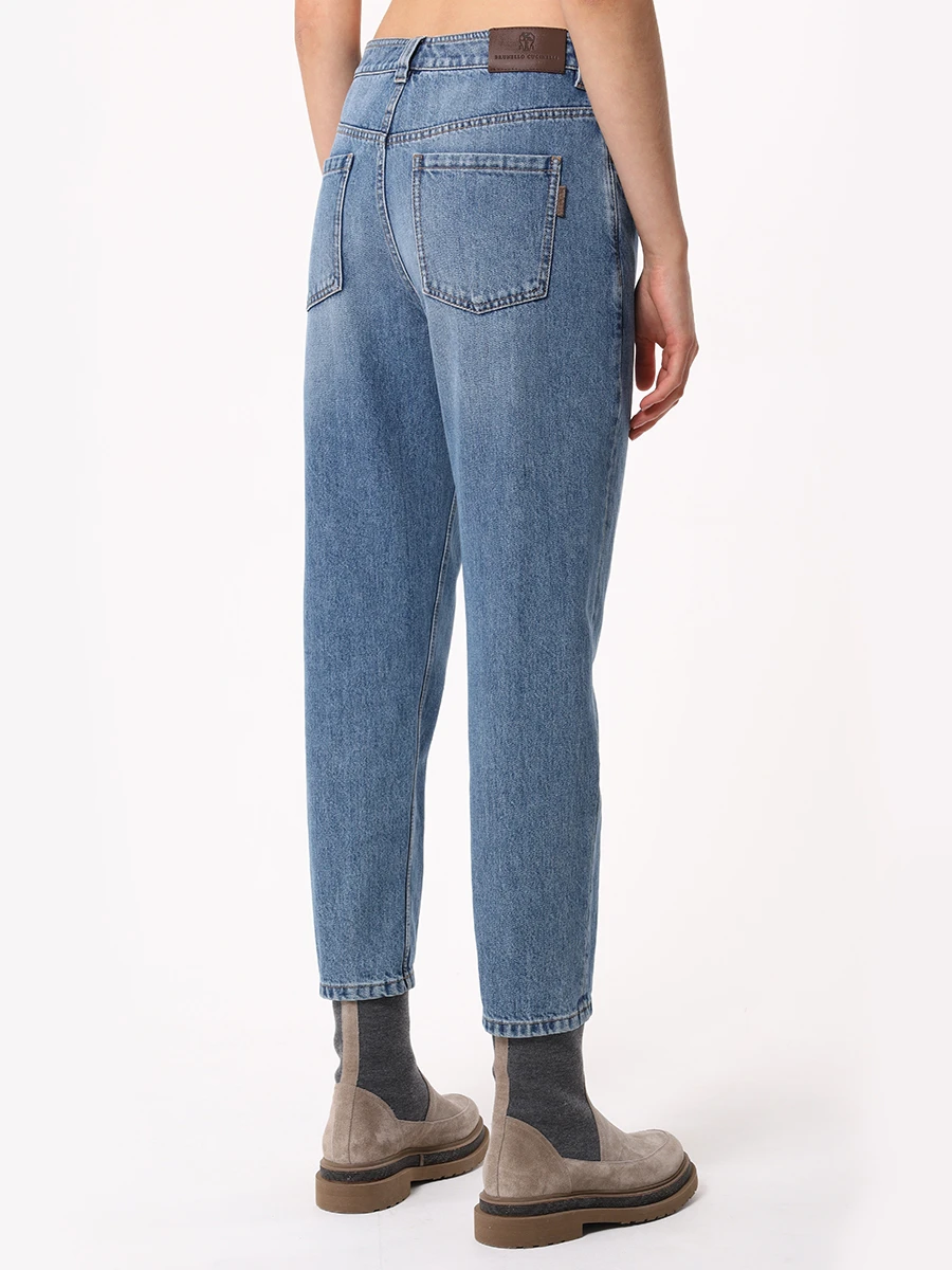 Джинсы Baggy Jean хлопковые BRUNELLO CUCINELLI MP095P5732 C8973 Голубой  Фото 3
