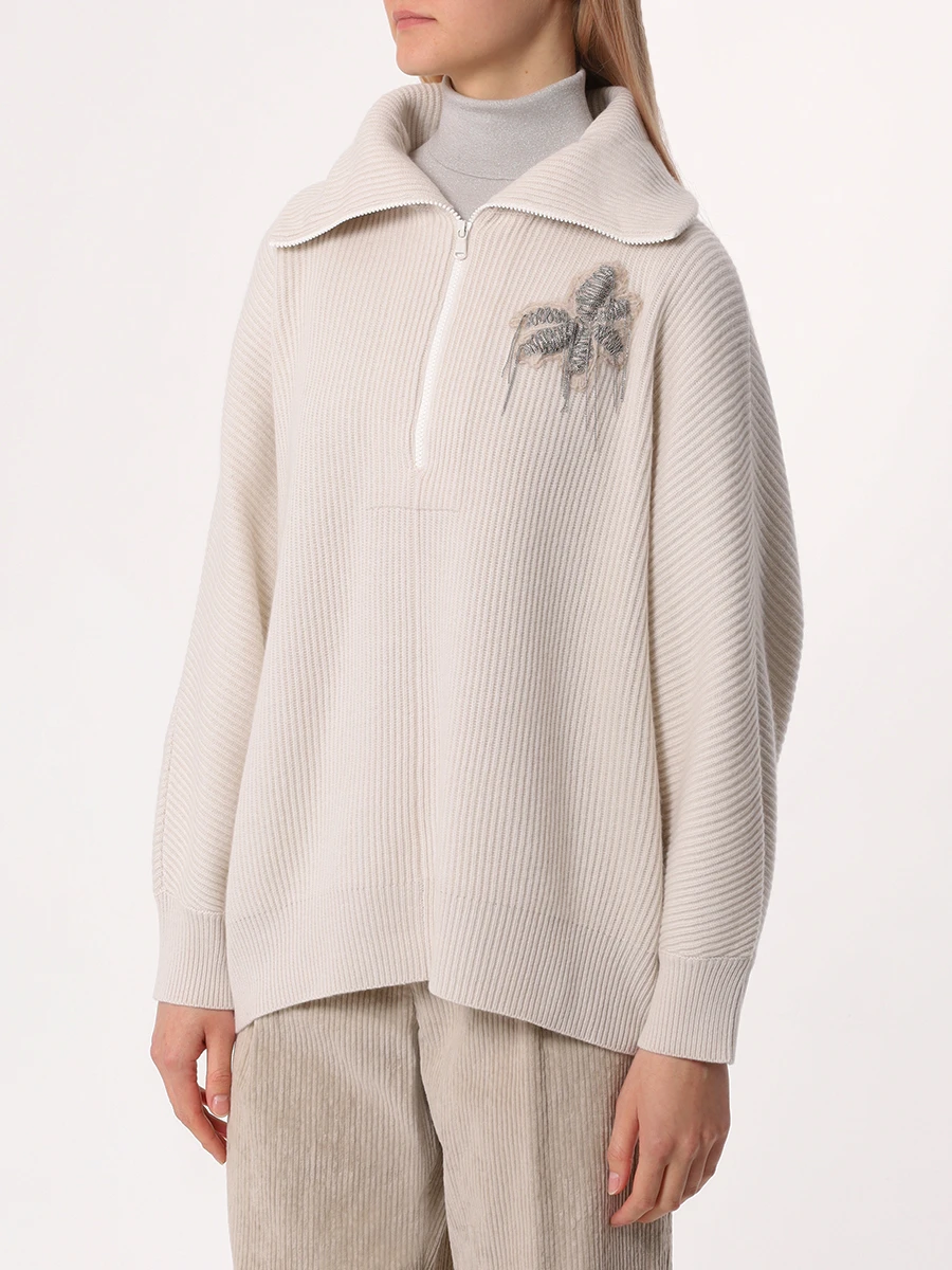 Свитер кашемировый BRUNELLO CUCINELLI M12709904P C9597 Кремовый  Фото 4