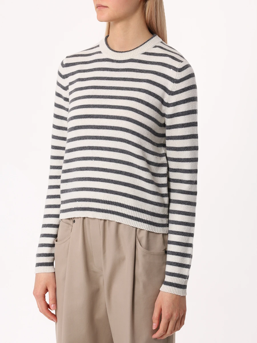 Джемпер из кашемира и шерсти BRUNELLO CUCINELLI MBM758010P CUY42 Полоска  Фото 4