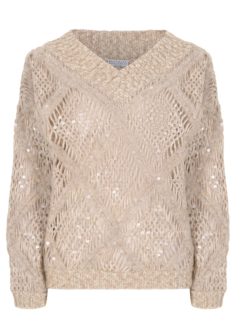 Пуловер шерстяной BRUNELLO CUCINELLI MCER10202P CDH60 Бежевый 