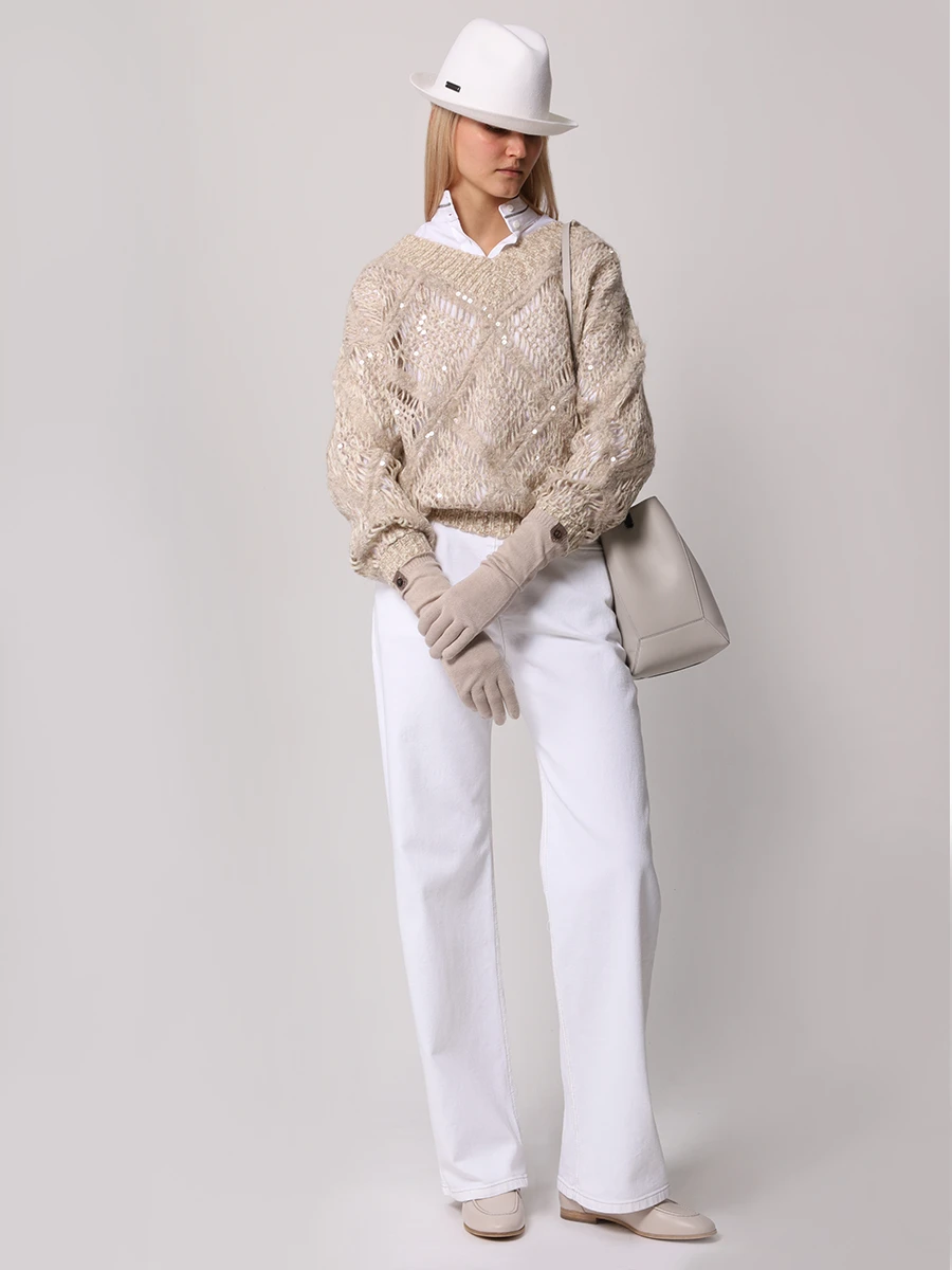 Пуловер шерстяной BRUNELLO CUCINELLI MCER10202P CDH60 Бежевый  Фото 2