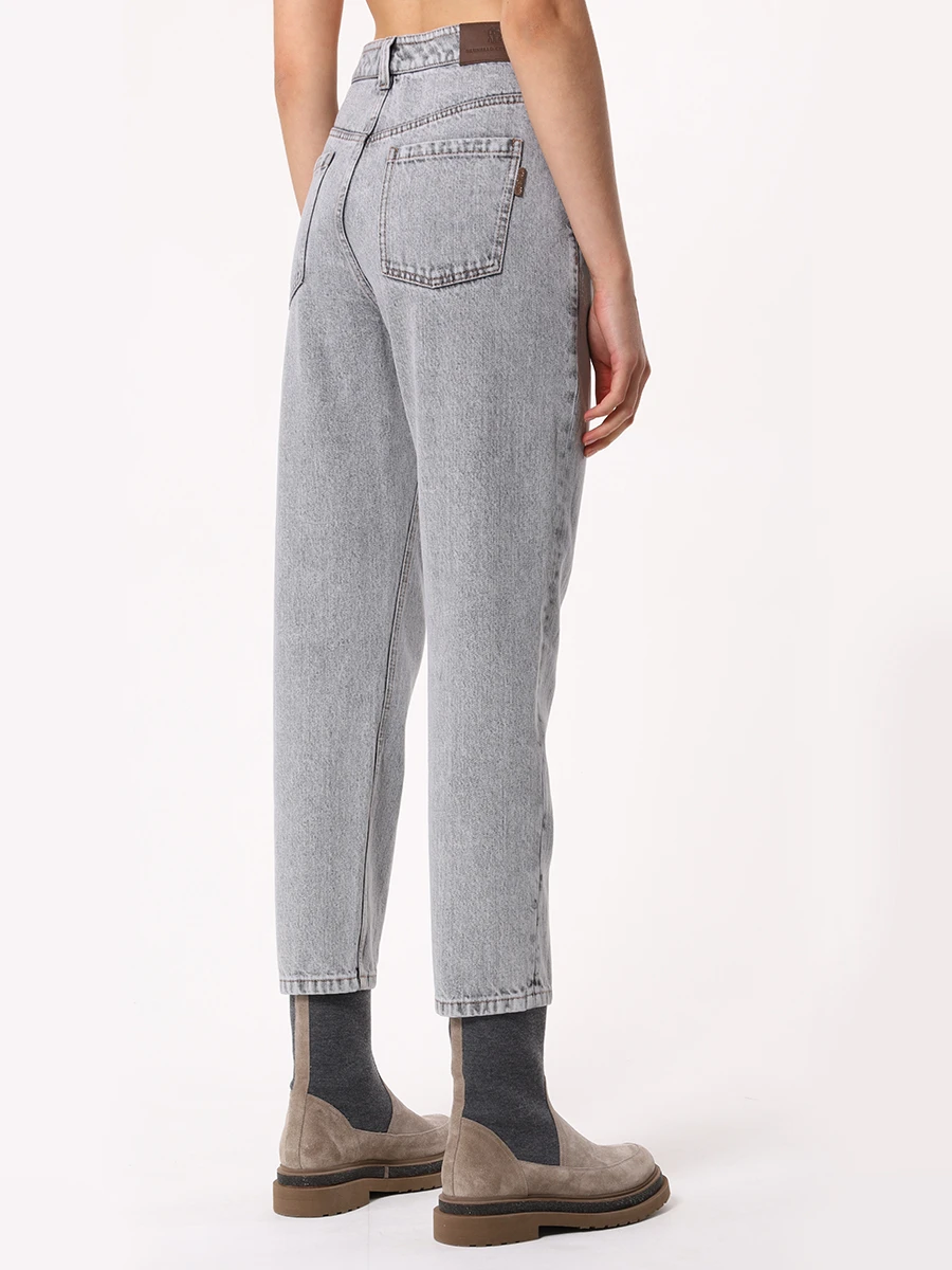 Джинсы Baggy Jean хлопковые BRUNELLO CUCINELLI MP095P5732 C8995 Серый  Фото 3