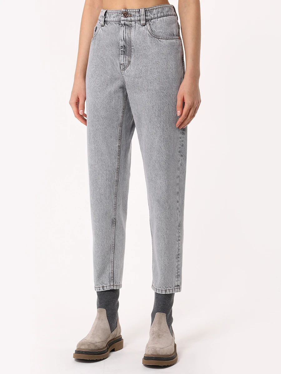 Джинсы Baggy Jean хлопковые BRUNELLO CUCINELLI MP095P5732 C8995 Серый  Фото 4