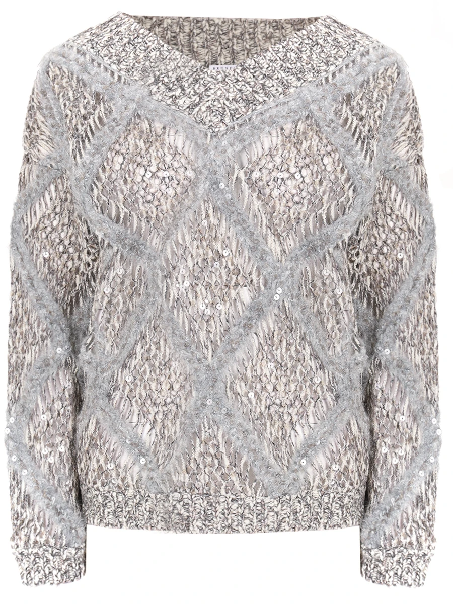 Пуловер шерстяной BRUNELLO CUCINELLI MCER10202P CEO53 Серый 