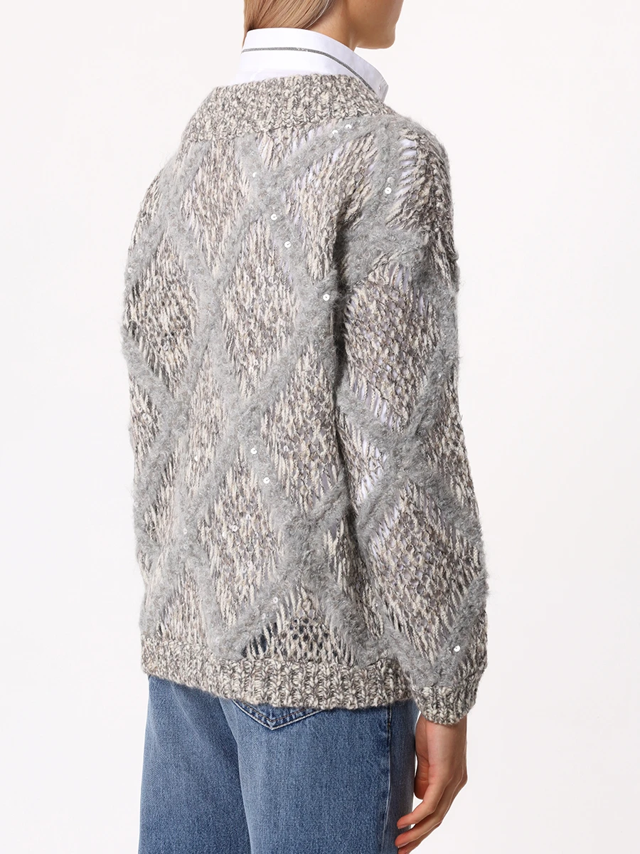 Пуловер шерстяной BRUNELLO CUCINELLI MCER10202P CEO53 Серый  Фото 3