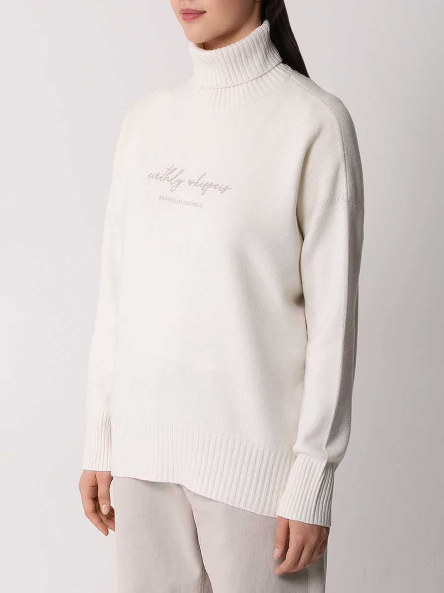 Свитер шерстяной BRUNELLO CUCINELLI M16709403P C2723 Белый  Фото 4