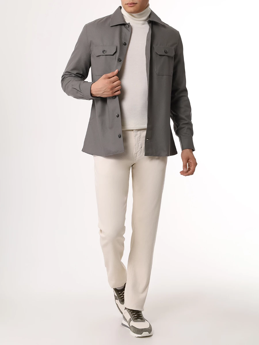 Рубашка однотонная BRUNELLO CUCINELLI M038P0720 C350 Зеленый  Фото 2