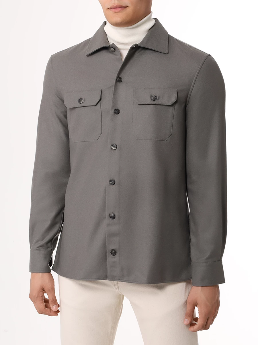 Рубашка однотонная BRUNELLO CUCINELLI M038P0720 C350 Зеленый  Фото 4