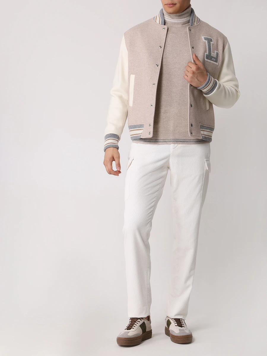 Брюки-карго вельветовые BRUNELLO CUCINELLI M280DE1890 C2200 Белый  Фото 2