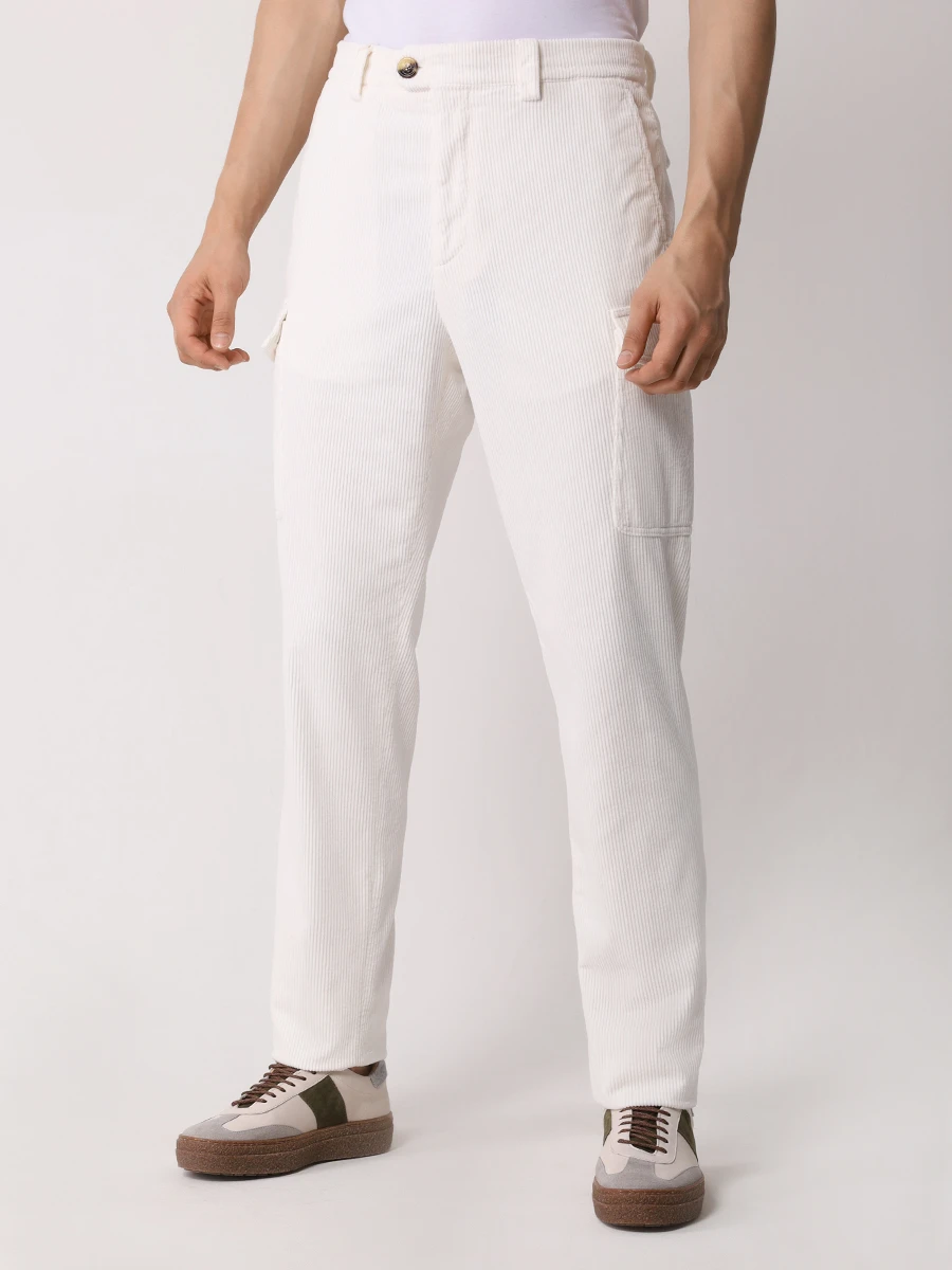 Брюки-карго вельветовые BRUNELLO CUCINELLI M280DE1890 C2200 Белый  Фото 4