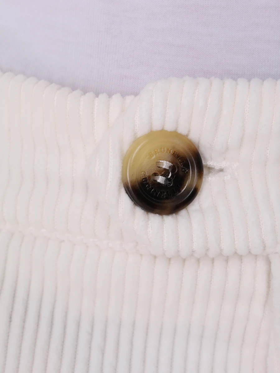 Брюки-карго вельветовые BRUNELLO CUCINELLI M280DE1890 C2200 Белый  Фото 6