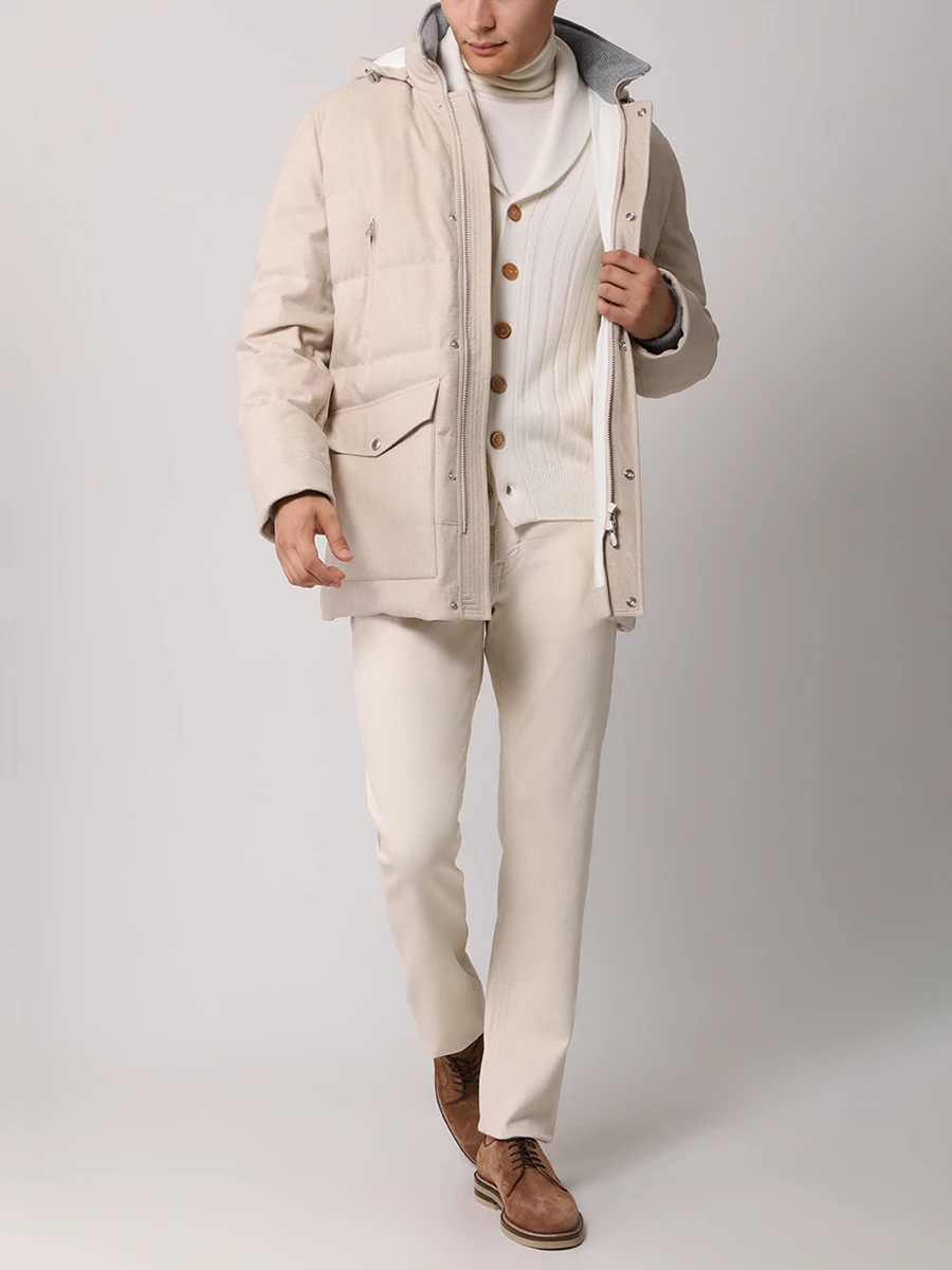 Пуховик шерстяной BRUNELLO CUCINELLI MM4631823 CID85 Бежевый  Фото 2