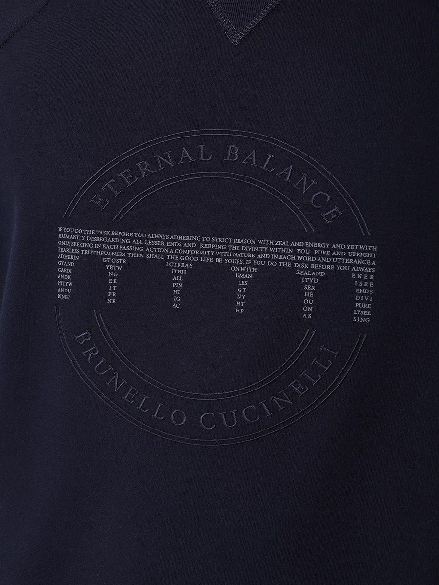 Толстовка хлопковая BRUNELLO CUCINELLI MM8369017G CXM66 Синий  Фото 5