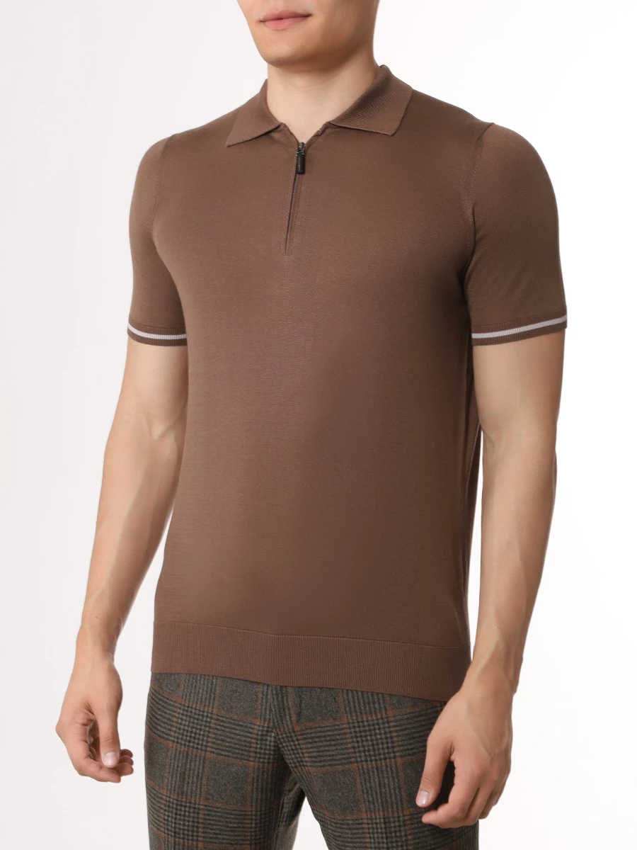 Поло шелковое COLOMBO MA00339/RIG/4-120SE-M/19 Темно Коричневый  Фото 4