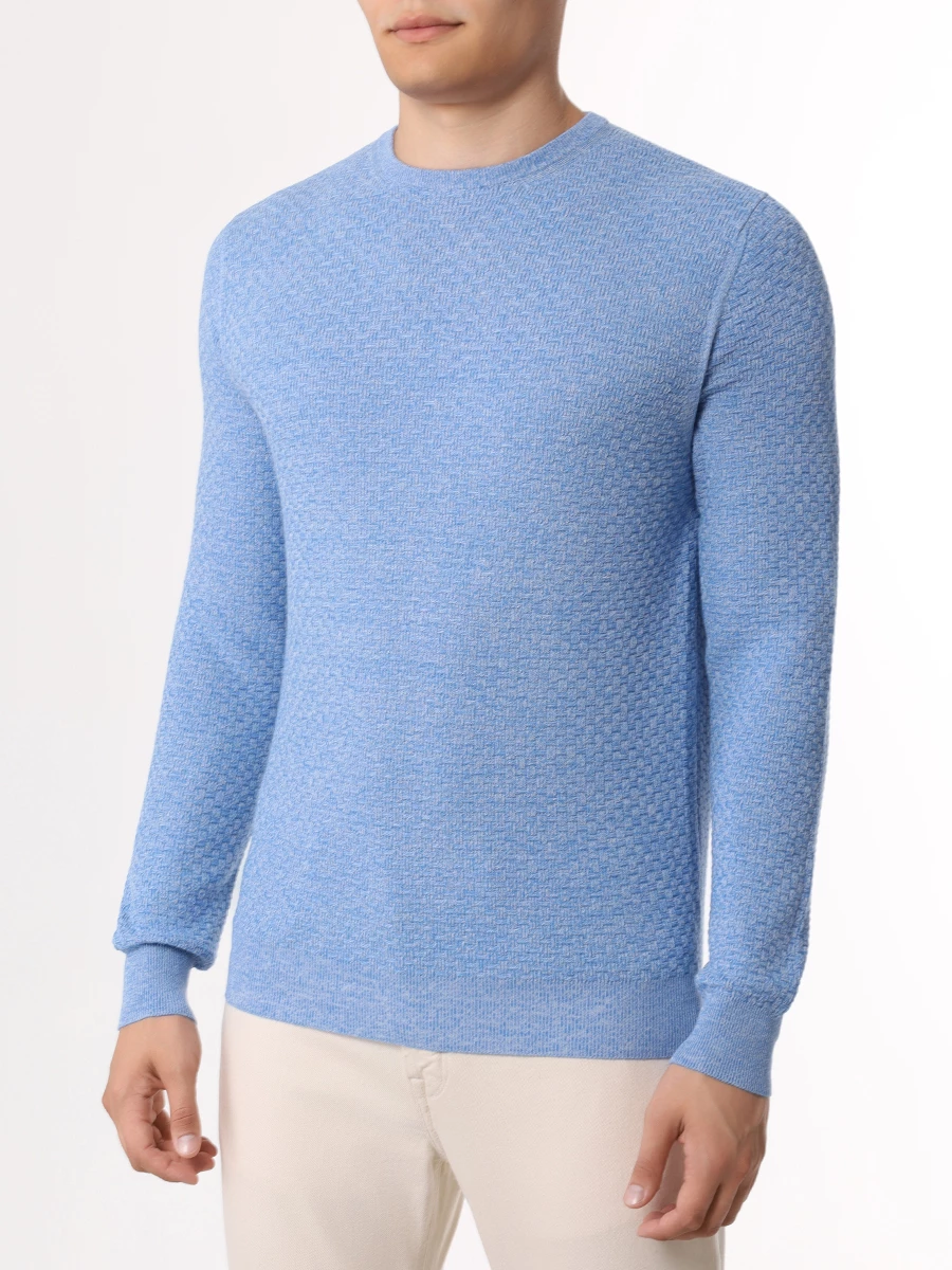 Джемпер из шерсти и хлопка COLOMBO MA04157/RET/2-30MA/40201 Голубой  Фото 4