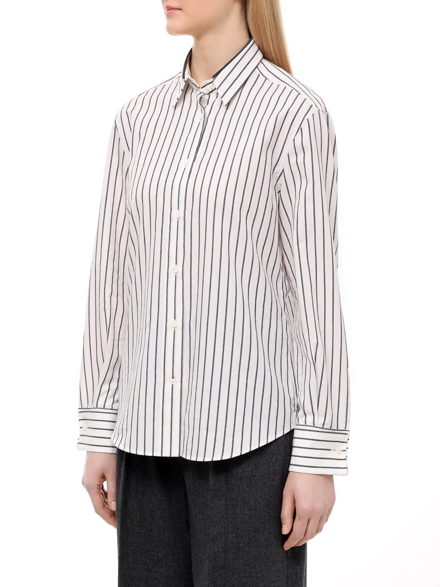 Рубашка хлопковая BRUNELLO CUCINELLI MP783NH556 C011 Белый  Фото 4