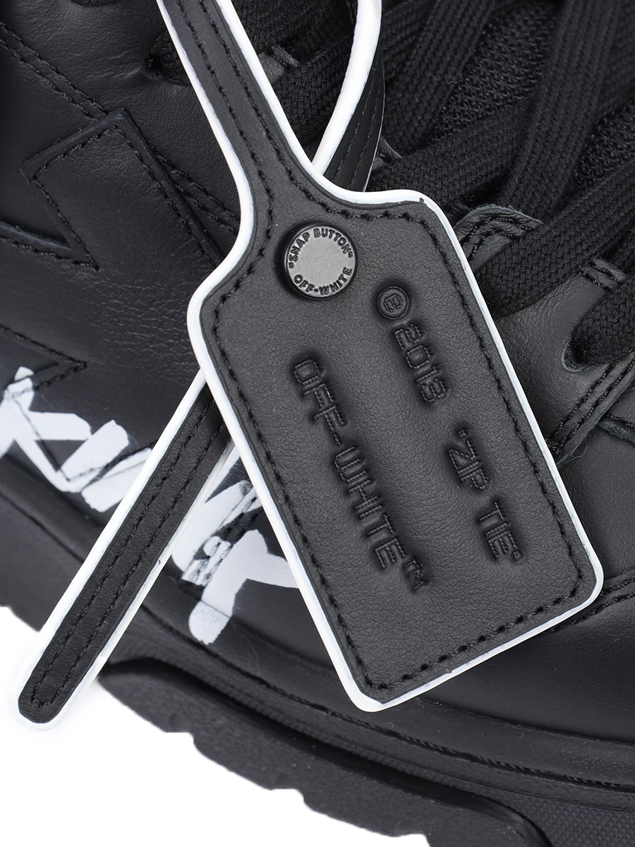 Кеды кожаные Out of Office OFF-WHITE OMIA189C99LEA012 1001 Черный  Фото 5