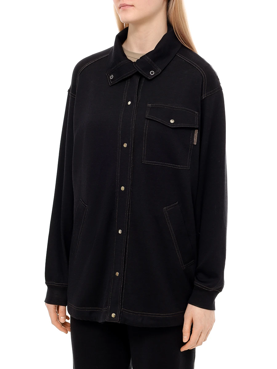 Рубашка хлопковая BRUNELLO CUCINELLI MP828FH606 C9185 Черный  Фото 4