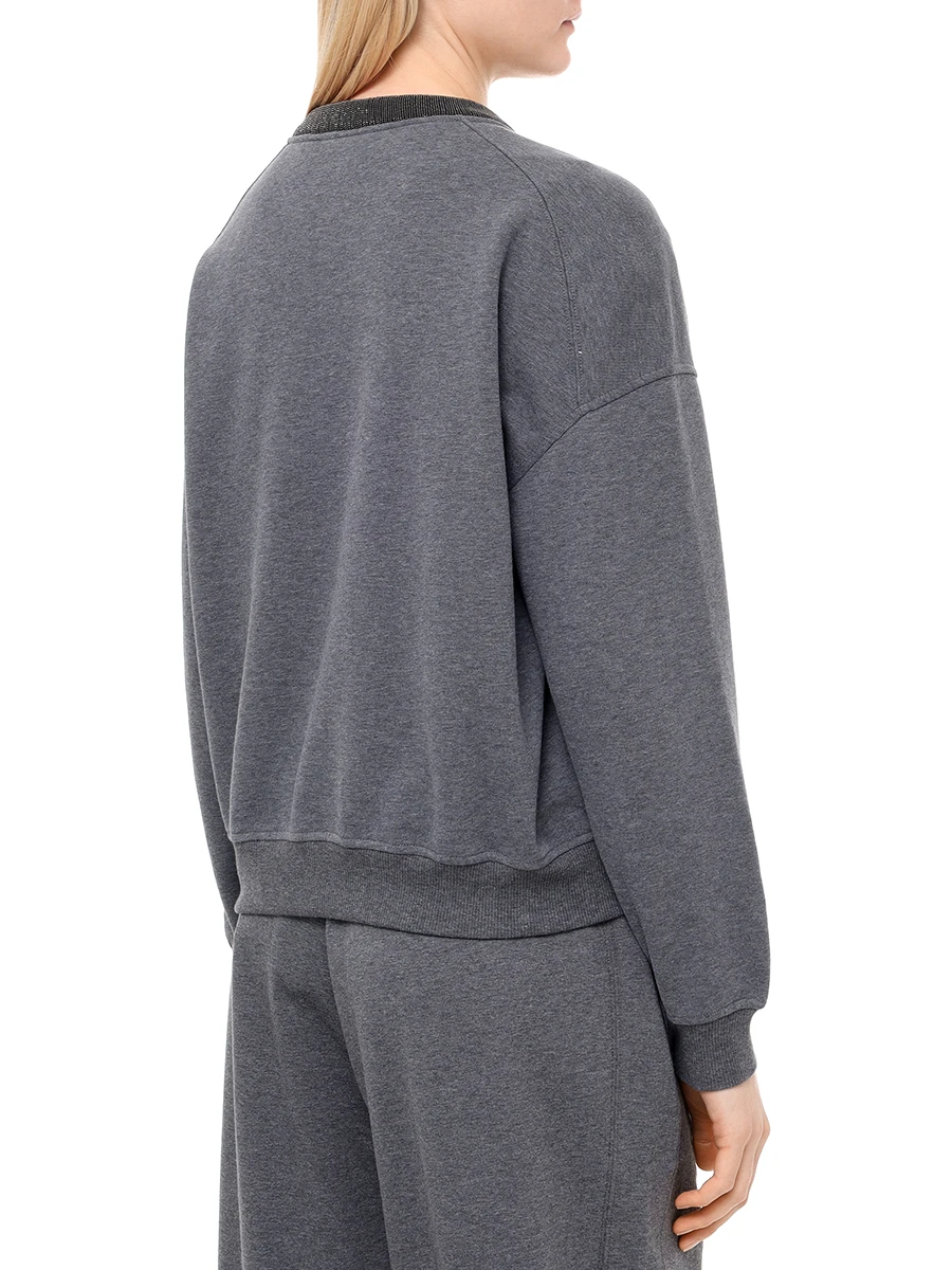 Толстовка хлопковая BRUNELLO CUCINELLI MP05NHR310 C8125 Серый  Фото 3