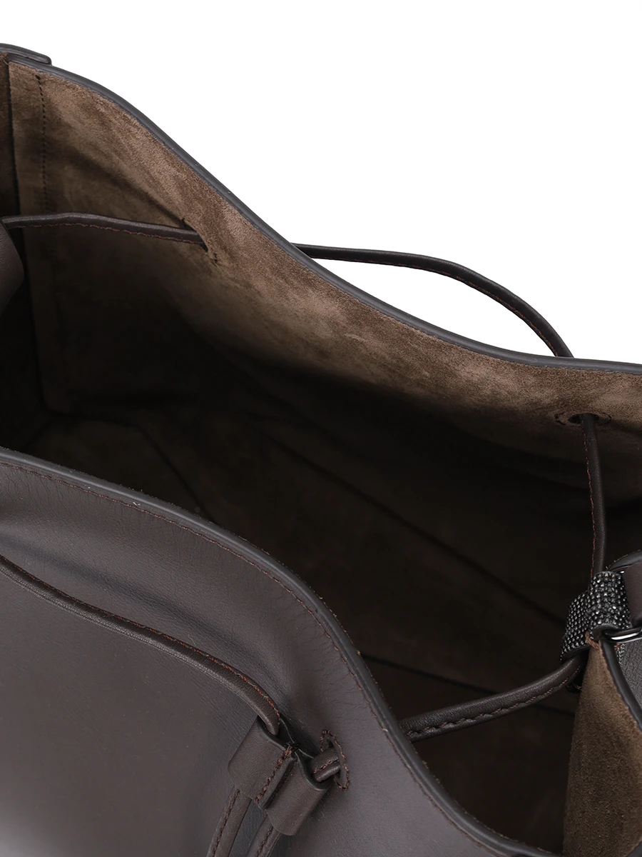 Сумка кожаная BRUNELLO CUCINELLI MBHED2602P C8279 Коричневый  Фото 4