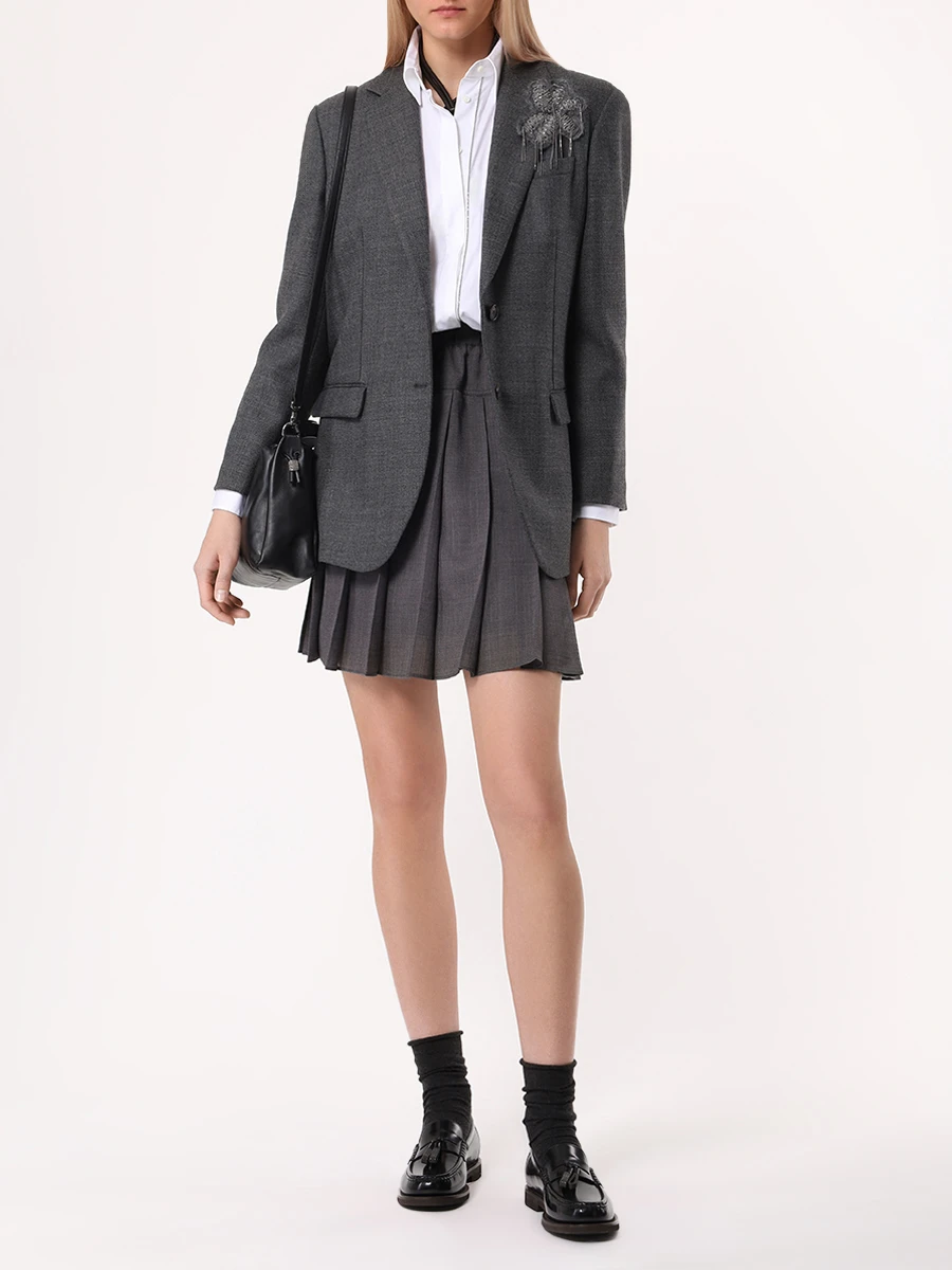 Юбка однотонная BRUNELLO CUCINELLI MP087G3662 C2164 Серый  Фото 2