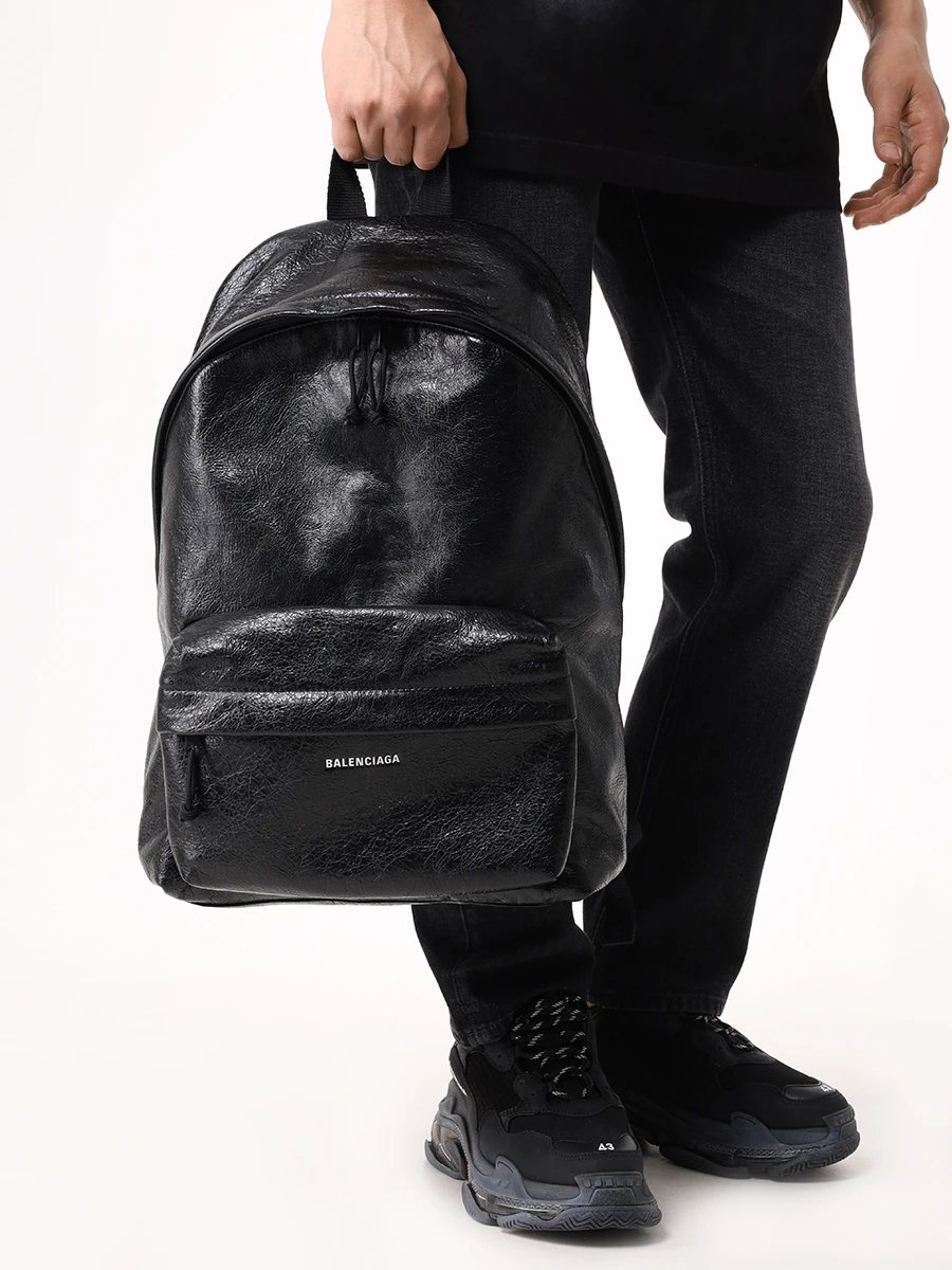 Рюкзак кожаный BALENCIAGA 503221 1VG07 1000 Черный  Фото 2