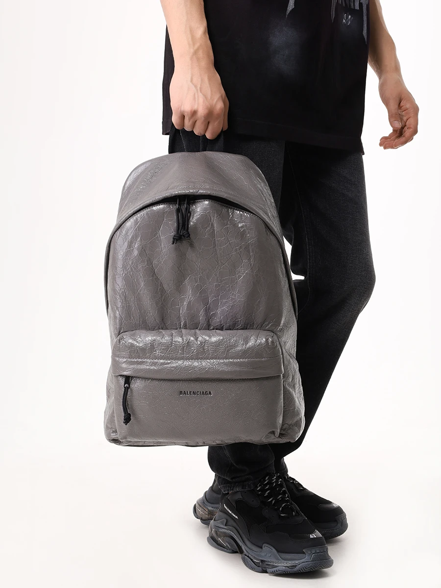 Рюкзак кожаный BALENCIAGA 503221 1VG07 1404 Серый  Фото 2