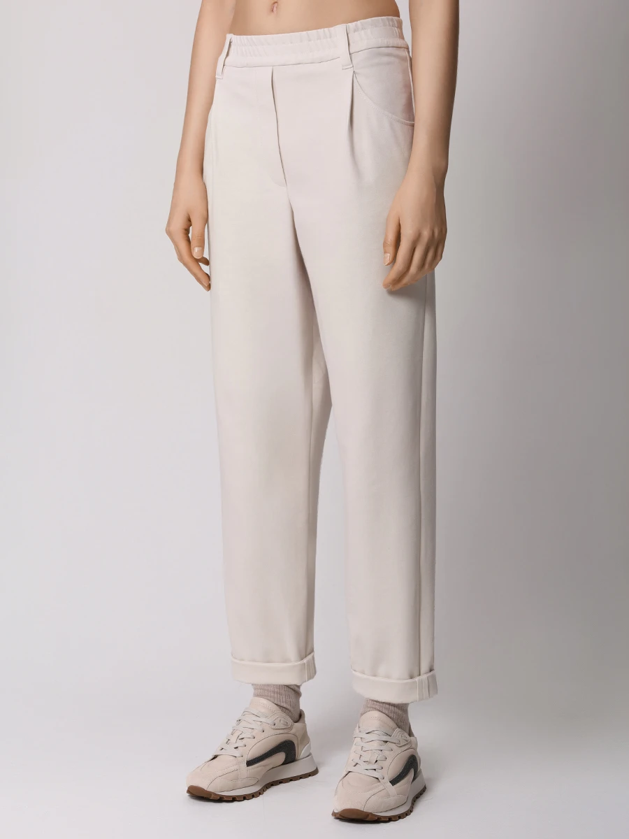 Брюки хлопковые BRUNELLO CUCINELLI MPR24P7745 C2350 Бежевый  Фото 4