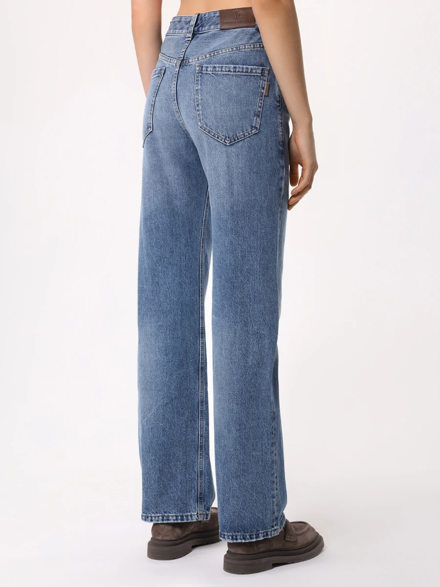 Джинсы Regular Fit хлопковые BRUNELLO CUCINELLI MP095P5808 C8990 Голубой  Фото 3