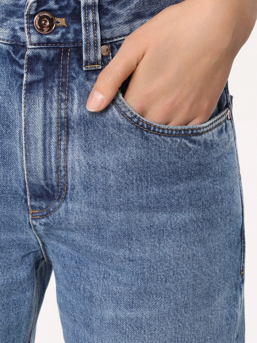 Джинсы Regular Fit хлопковые BRUNELLO CUCINELLI MP095P5808 C8990 Голубой  Фото 5