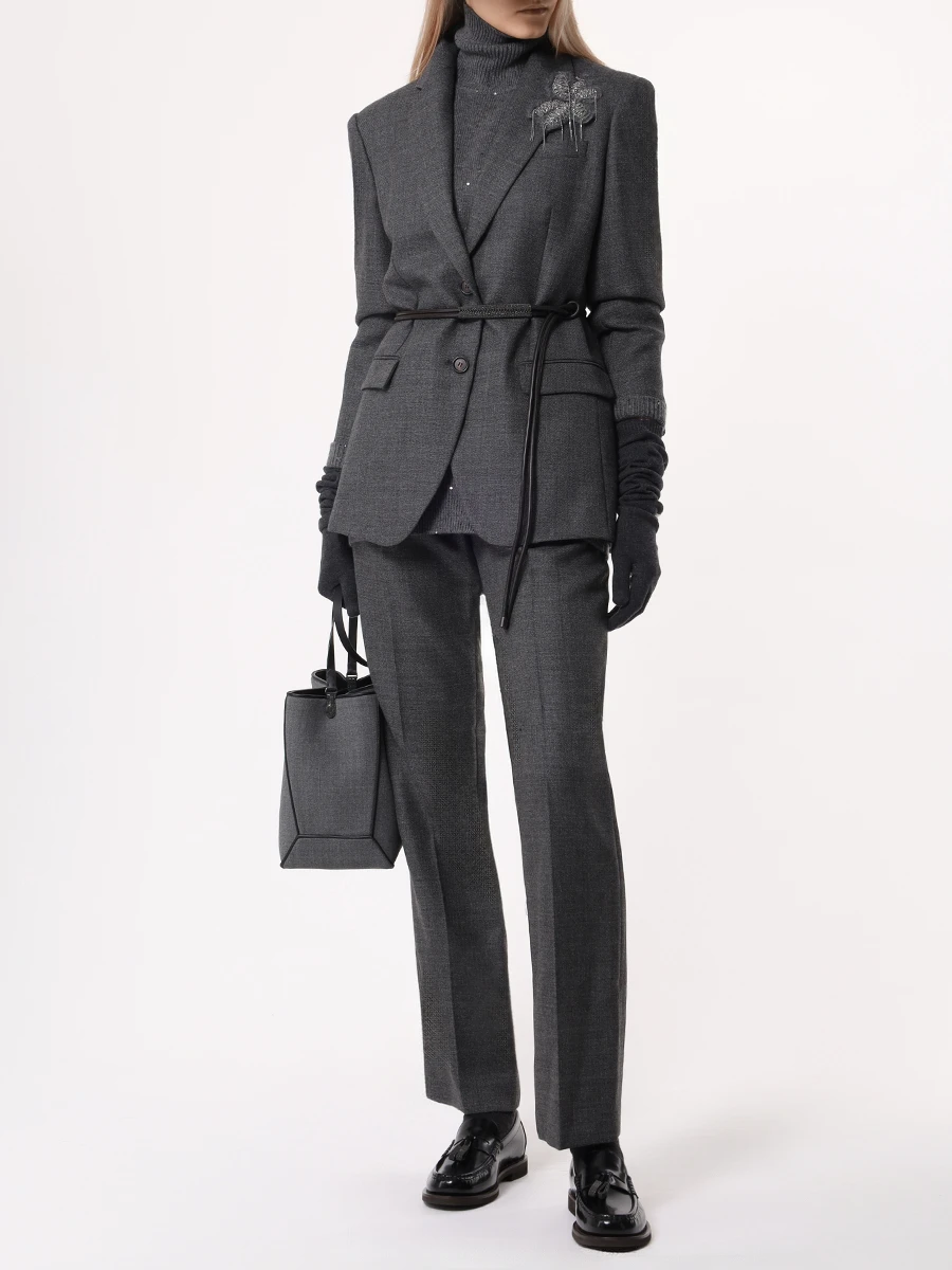 Брюки шерстяные BRUNELLO CUCINELLI MP573P8667 C002 Серый  Фото 2