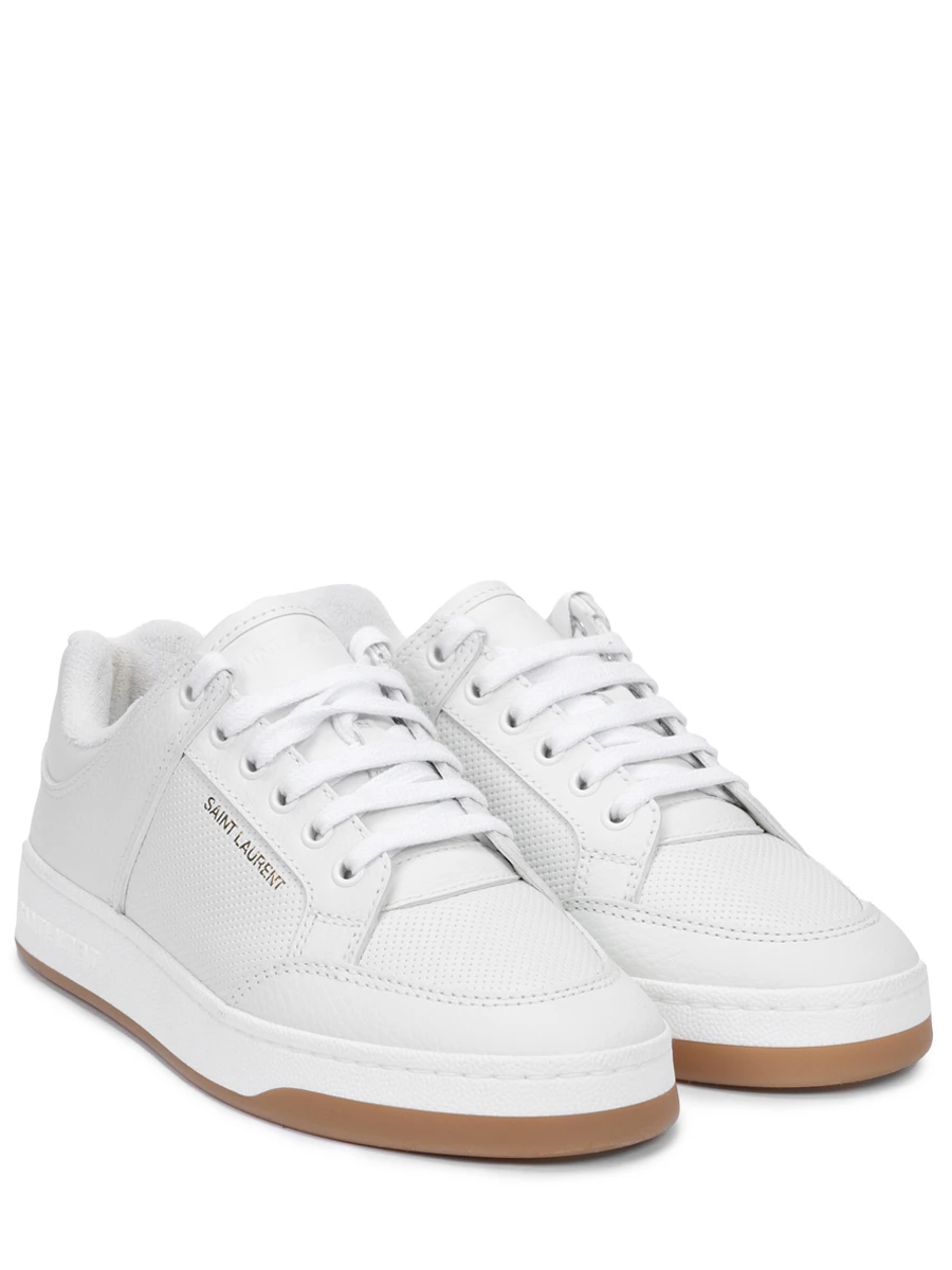 Кроссовки кожаные SAINT LAURENT 713602 AAB85 9042 Белый  Фото 2
