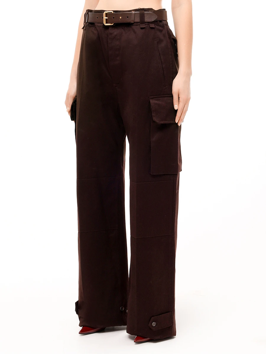 Брюки-карго хлопковые SAINT LAURENT 789857Y9I292017 Коричневый  Фото 4