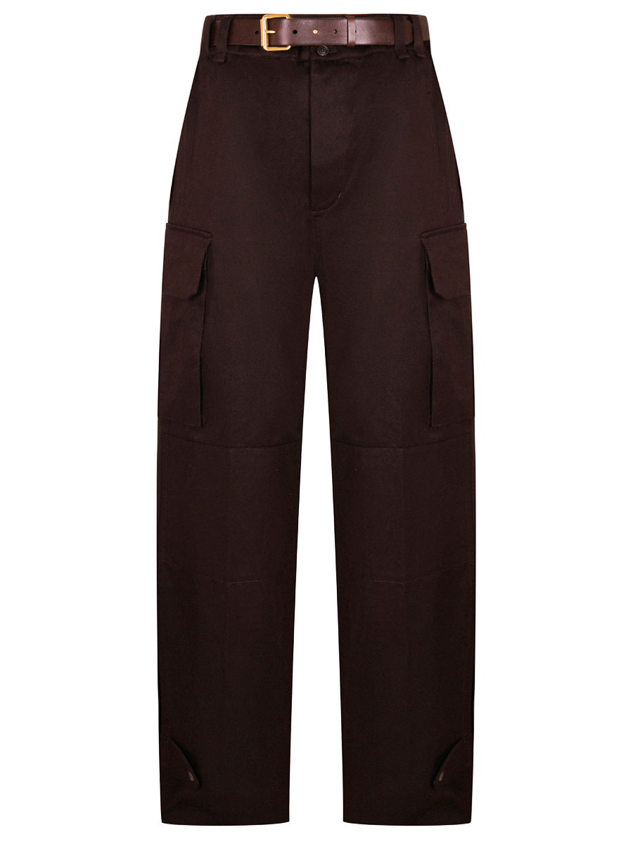 Брюки-карго хлопковые SAINT LAURENT 789857Y9I292017 Коричневый 