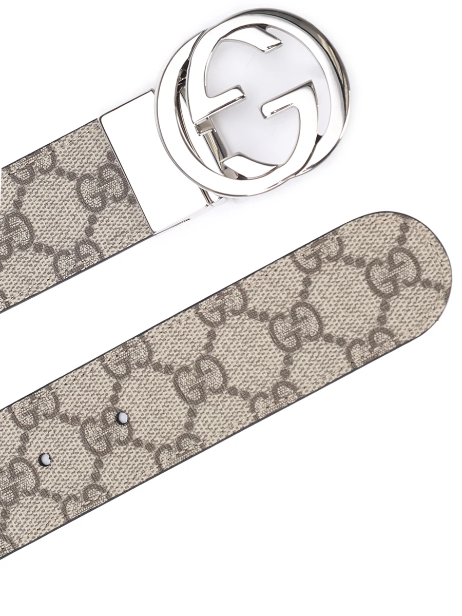 Ремень двусторонний комбинированный GUCCI 473030KGDHN9769 Бежевый  Фото 4