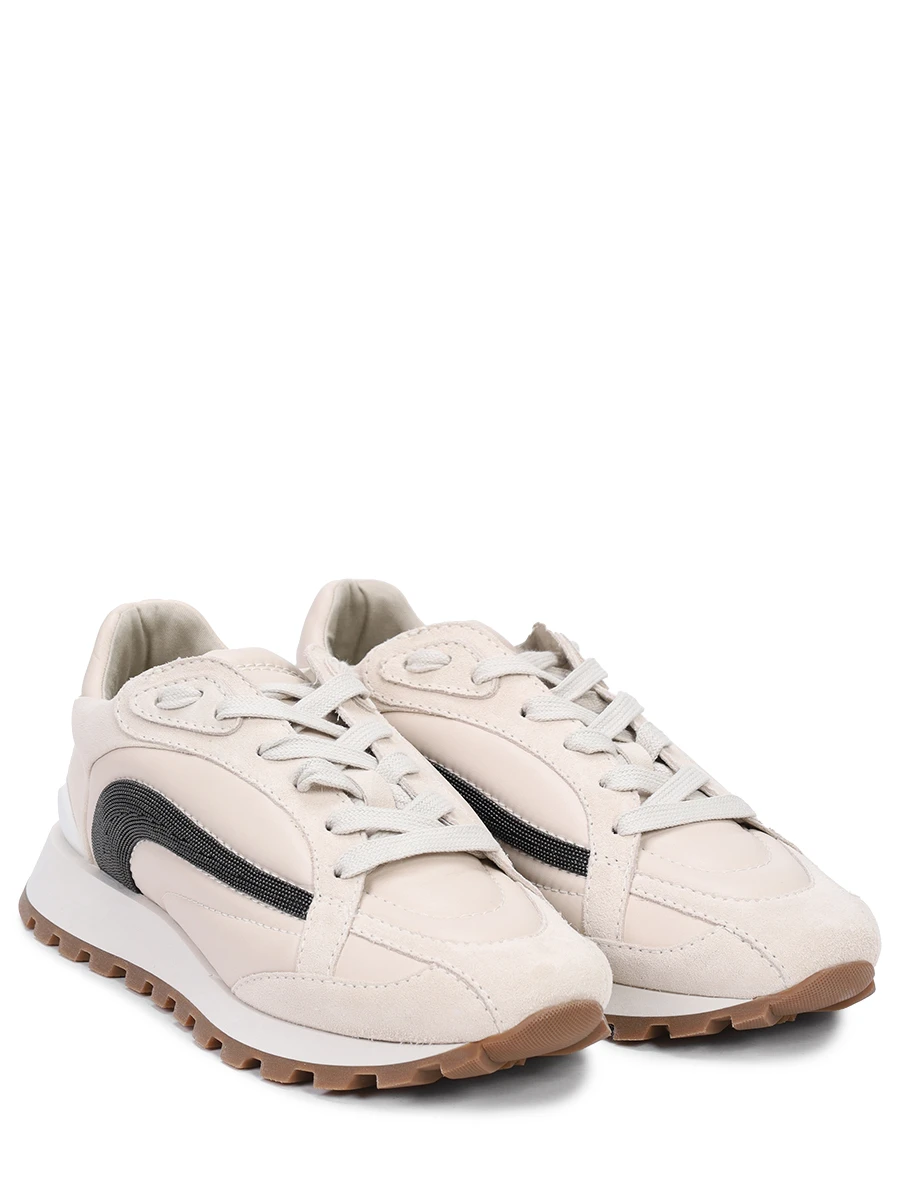 Кроссовки комбинированные BRUNELLO CUCINELLI MZSFG2790P C8905 Бежевый  Фото 2