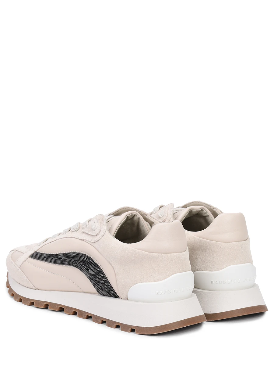 Кроссовки комбинированные BRUNELLO CUCINELLI MZSFG2790P C8905 Бежевый  Фото 4