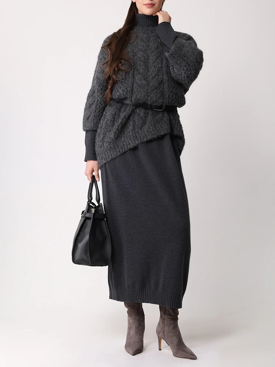 Джемпер из альпака BRUNELLO CUCINELLI MDU336100 C079 Серый  Фото 2