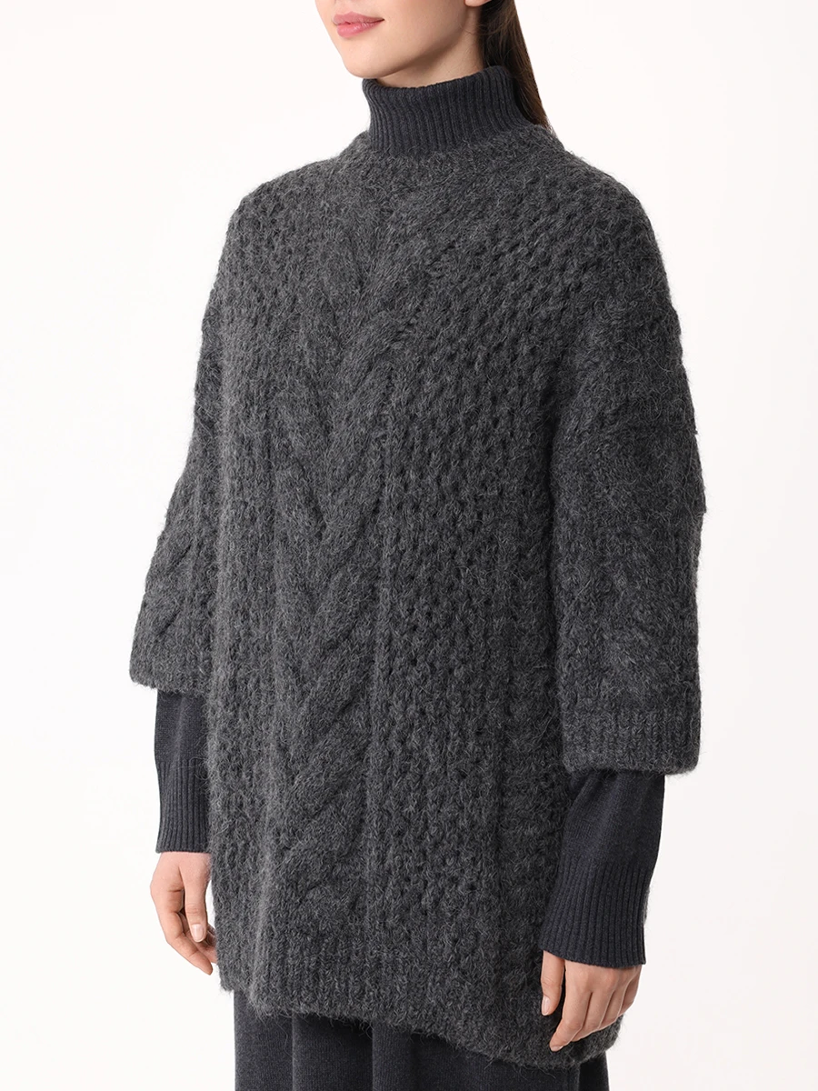 Джемпер из альпака BRUNELLO CUCINELLI MDU336100 C079 Серый  Фото 4