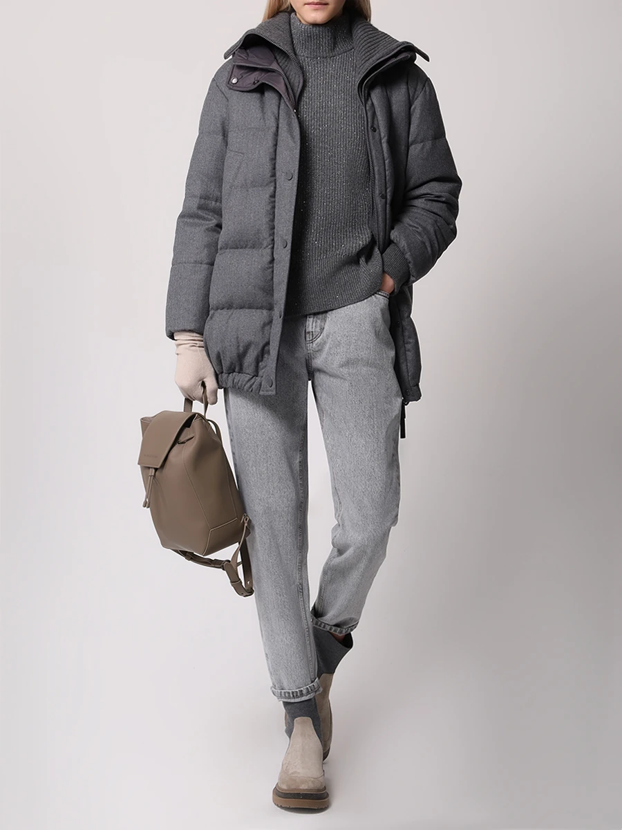 Джемпер из кашемира и шерсти BRUNELLO CUCINELLI MBM756904 C503 Темно- Серый  Фото 2